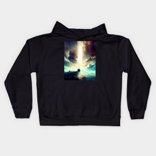 Ship Travel in another dimension world abstract Kids Hoodie